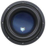 Front view of an Audiopipe subwoofer with a blue patterned cone and central AP logo