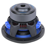 Rear angled view of an Audiopipe TXX-BDD2-10 subwoofer with a vented magnet and blue terminal blocks