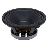 Black Audiopipe loudspeaker, angled view showing the cone and terminals