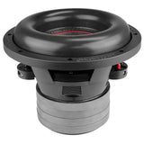 Side-angled view of an Audiopipe subwoofer showing its surround, basket and stacked magnet