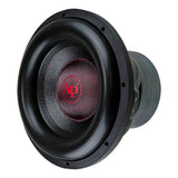 Angled front view of an Audiopipe subwoofer with red AP dust-cap logo and stacked gray magnet