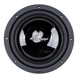 Audiopipe subwoofer with a glossy black cone, front view
