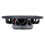 Side profile of a shallow Audiopipe subwoofer showing its low basket, magnet and terminals