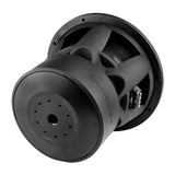 Rear angled view of an Audiopipe subwoofer showing its black magnet and basket from the opposite side