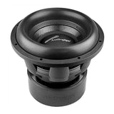 Audiopipe subwoofer viewed from above at an angle, showing its black cone, basket and magnet cover