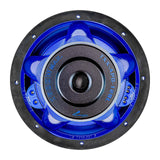 Rear view of a blue Audiopipe subwoofer marked TXX-APD-12BL and 1600W Max
