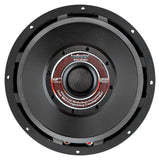 Rear label of the Audiopipe APLMB-12-VC4 speaker, marked 12 inches and 4 ohms around a screened central vent