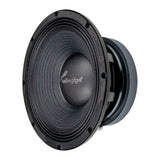 Audiopipe midrange loudspeaker with a ribbed black cone, opposite angled view