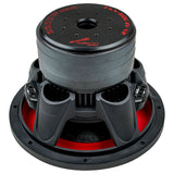 Audiopipe subwoofer rear angled view showing its stacked magnet, vented basket and red suspension