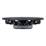 Side profile of a shallow Audiopipe subwoofer showing its low basket, magnet and terminals