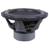 Upright Audiopipe subwoofer viewed from the side, showing cone, open basket and stacked magnet