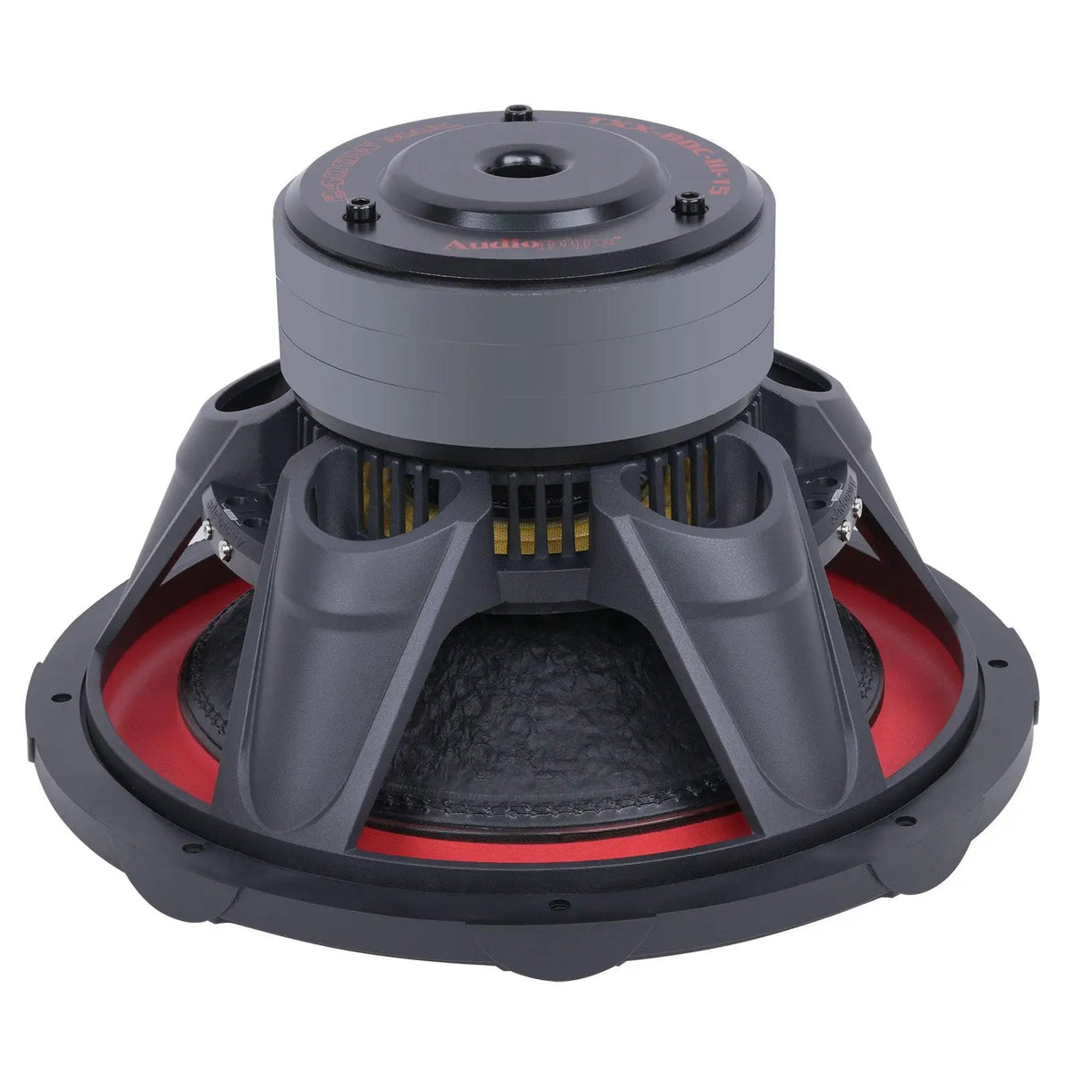 Audiopipe TXX-BDC-III-15 subwoofer, angled rear view