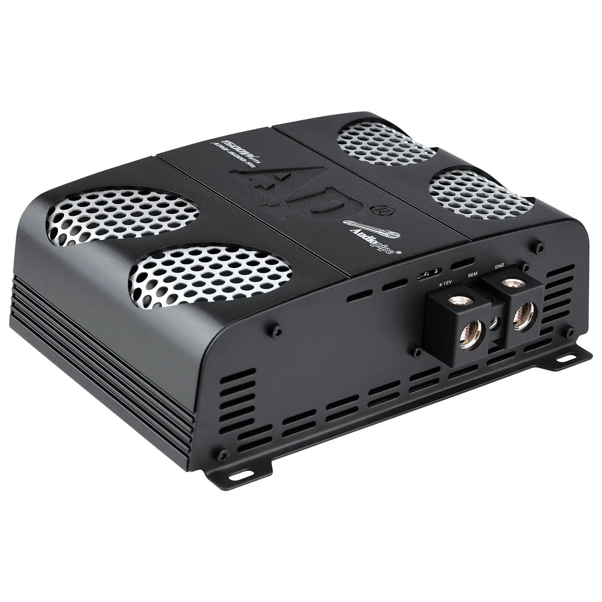 Audiopipe APHF-1500D-H2 amplifier, angled power-terminal view