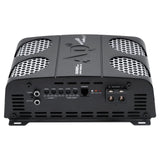 Audiopipe amplifier angled front view showing its input, adjustment controls and speaker terminals