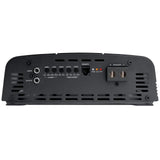 Amplifier signal panel with RCA input and output, crossover and bass controls, remote socket and speaker terminals