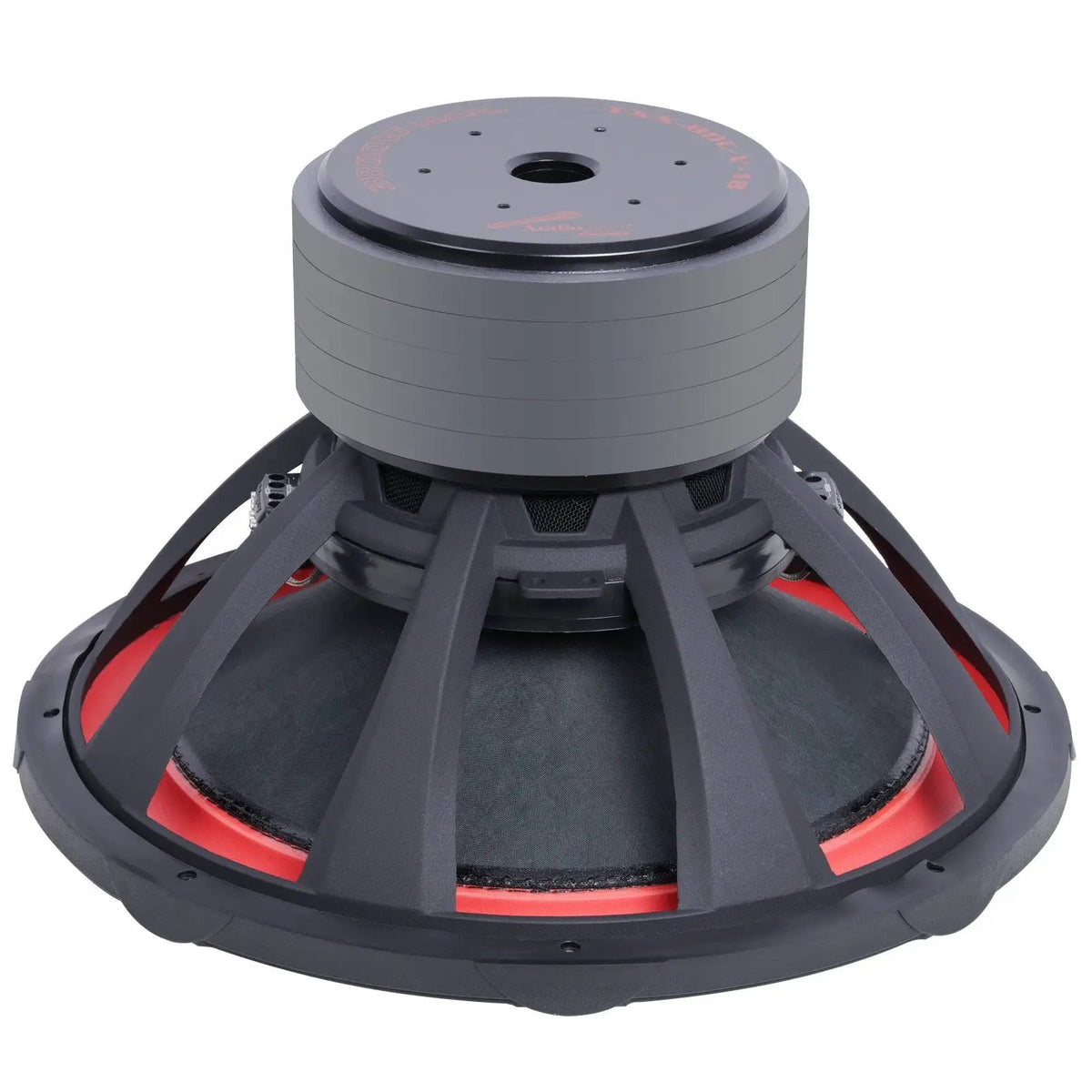Audiopipe TXX-BDC-V-18 subwoofer, rear view with a tall stacked motor