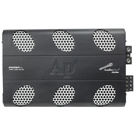 Audiopipe APHF-500.4D-H2 amplifier top view with six silver mesh vents