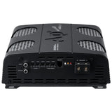 Angled view of amplifier showing its signal controls and silver mesh ventilation grilles