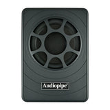 Audiopipe low-profile subwoofer enclosure with a protective grille, top view