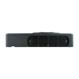 Side of the Audiopipe low-profile powered subwoofer showing cooling fins and ventilation slots