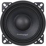 Audiopipe midrange loudspeaker with four mounting tabs, front view