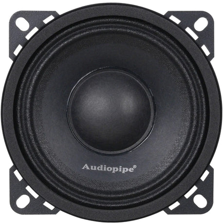 Audiopipe midrange loudspeaker with four mounting tabs, front view