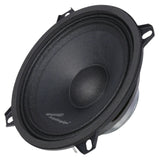 Angled front view of a black Audiopipe speaker with four slotted mounting tabs and a silver magnet