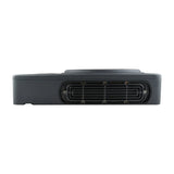 Audiopipe APLP-1030 powered subwoofer end view showing its passive radiator grille