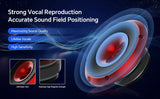 Red horn speaker sound-quality graphic with sound waves and close-ups of the horn and magnet