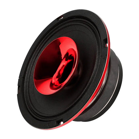 Audiopipe speaker with a red center horn and exposed black cone, opposite angle