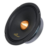 Opposite angled view of an Audiopipe speaker with a gold bullet center