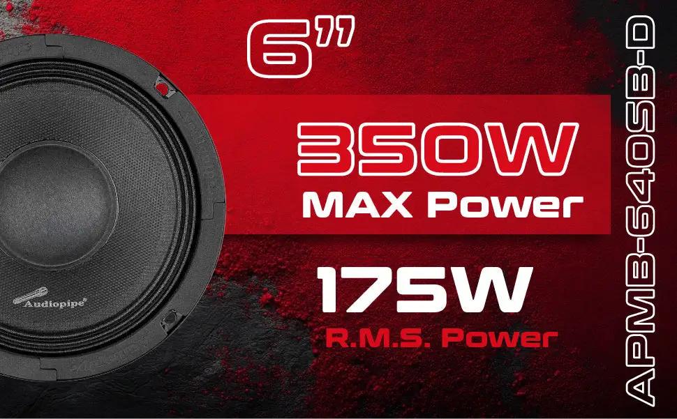 APMB-640SB-D speaker graphic listing 350 W maximum and 175 W RMS power