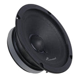 Angled view of a black Audiopipe speaker with a domed dust cap and shallow magnet