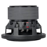Side view of an Audiopipe subwoofer showing stacked magnet and red-and-black terminals