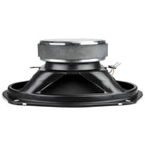 Side view of an inverted oval speaker showing its black basket and silver magnet