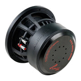 Rear angled view of an Audiopipe TXX-BDX-8D2 subwoofer with a black magnet cover and silver terminals