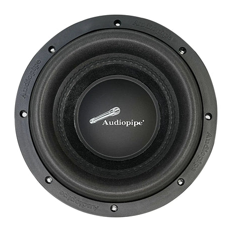 Black Audiopipe subwoofer with a broad surround, front view