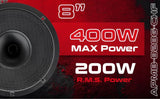 APMB-828G-CHF power graphic listing 400 W maximum and 200 W RMS