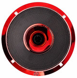 Red Audiopipe horn speaker with a black mesh grille, front view
