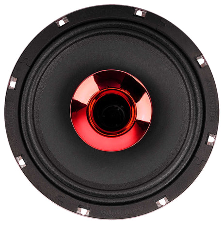 Audiopipe compression-horn loudspeaker front view with red center horn and grille removed