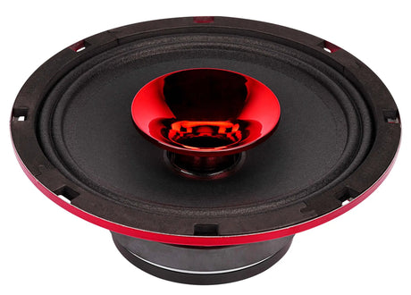 Audiopipe compression-horn loudspeaker angled front view with red horn and grille removed