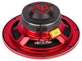 Red horn speaker rear angle showing the magnet, red basket and yellow capacitor