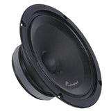 Audiopipe midrange loudspeaker with a black cone, angled front view