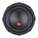 Front view of an Audiopipe subwoofer with textured black cone and small red AP badge