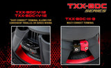 Audiopipe terminal comparison showing series or parallel easy-connect wiring and the TXX-BDC-III-8 multi-connect terminal