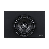 Audiopipe bass enclosure with a guarded woofer, front view