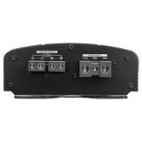 Audiopipe amplifier end panel showing speaker output and power supply terminals