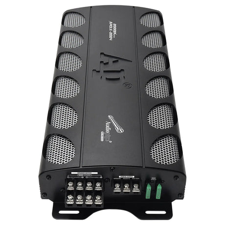 Audiopipe APCLE-2004 amplifier with black housing and silver mesh vents