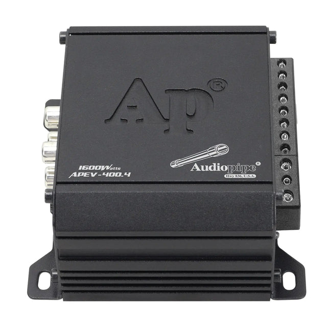 Audiopipe APEV-400.4 amplifier, angled top view