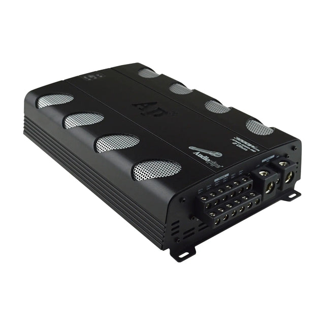 Audiopipe APHD-6160-H2 amplifier with six-channel terminals and a 2-ohm marking